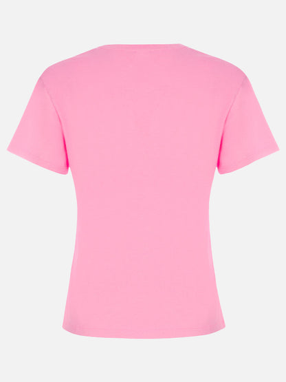 Woman pink cotton jersey crewneck t-shirt Emilie