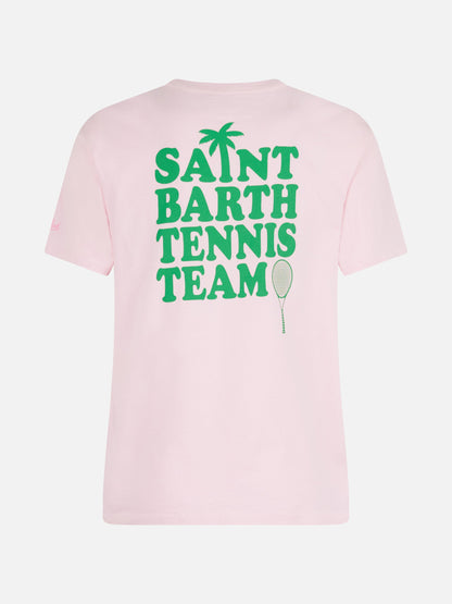 Pink Cotton t-shirt with St Barth tennis team print