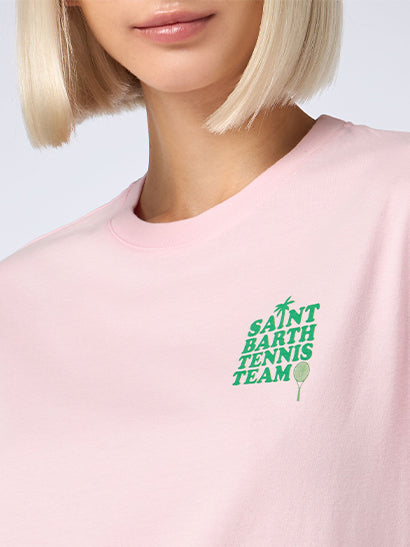 Pink Cotton t-shirt with St Barth tennis team print
