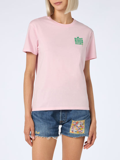 Pink Cotton t-shirt with St Barth tennis team print