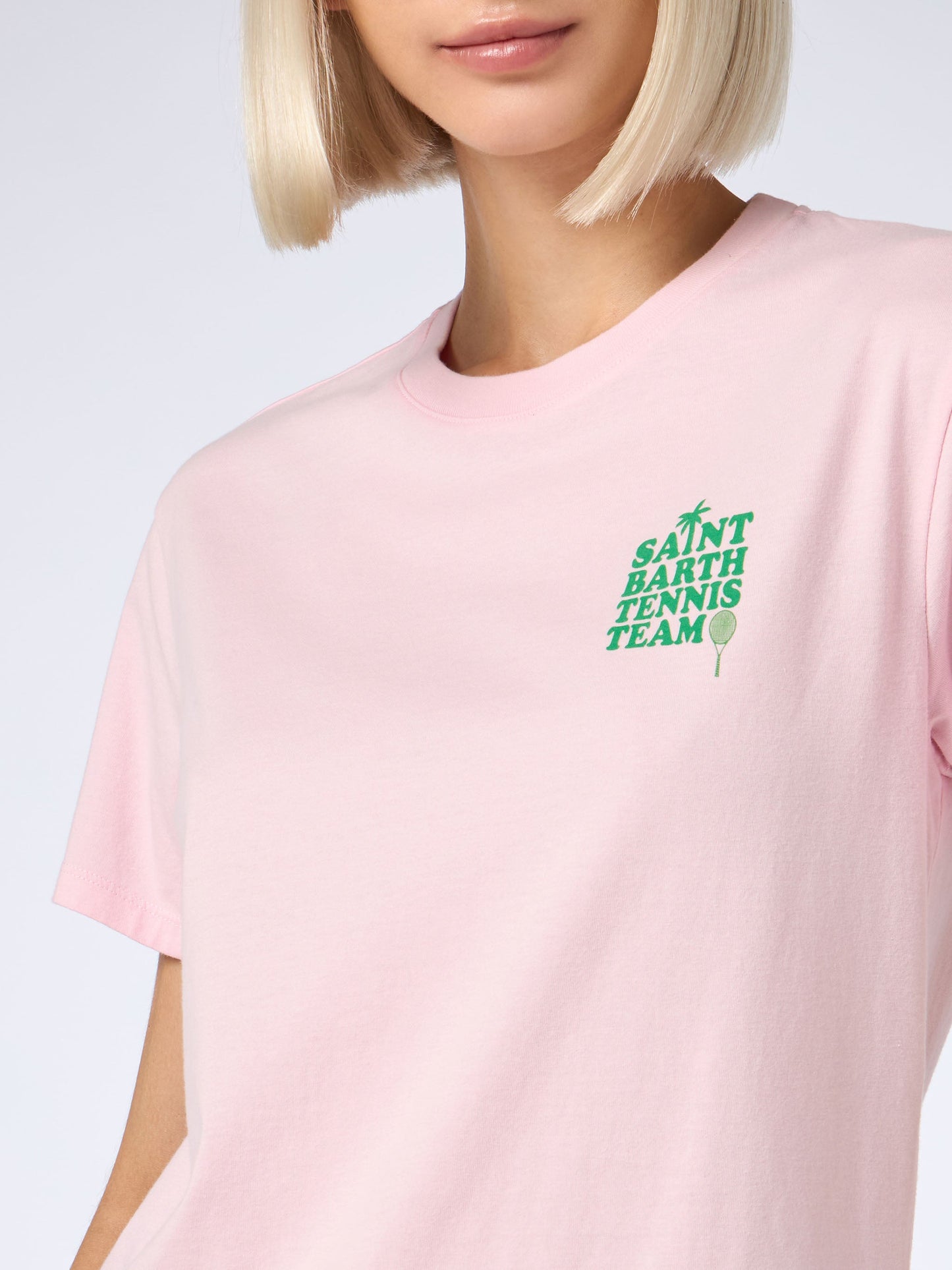 Pink Cotton t-shirt with St Barth tennis team print