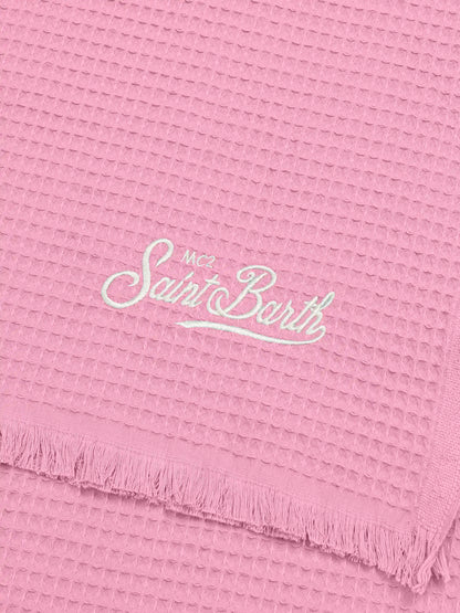 Pink honeycomb cotton FoutaSac beach towel