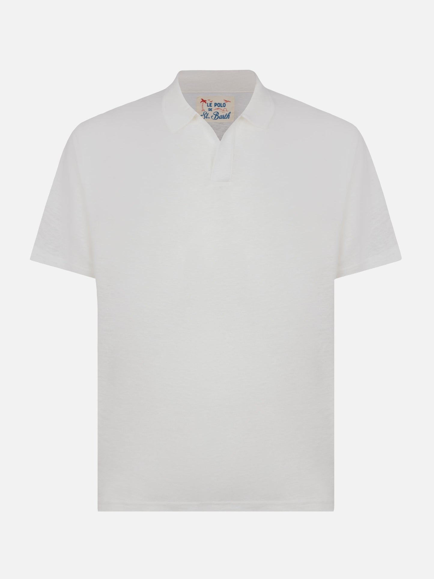 White linen buttonless polo shirt Fraser