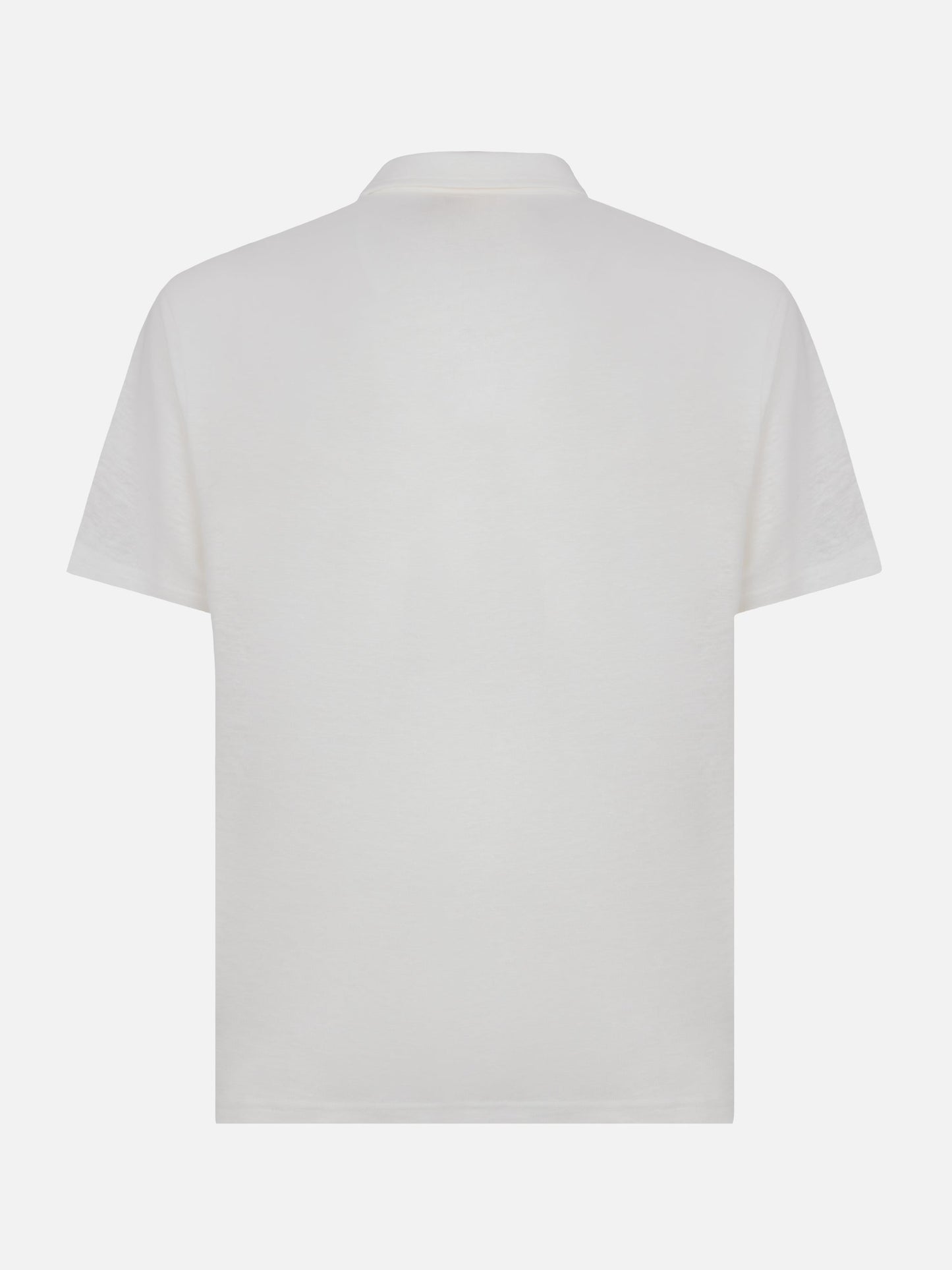 White linen buttonless polo shirt Fraser