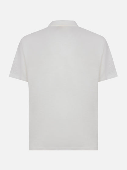 White linen buttonless polo shirt Fraser
