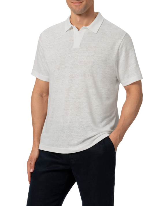 White linen buttonless polo shirt Fraser