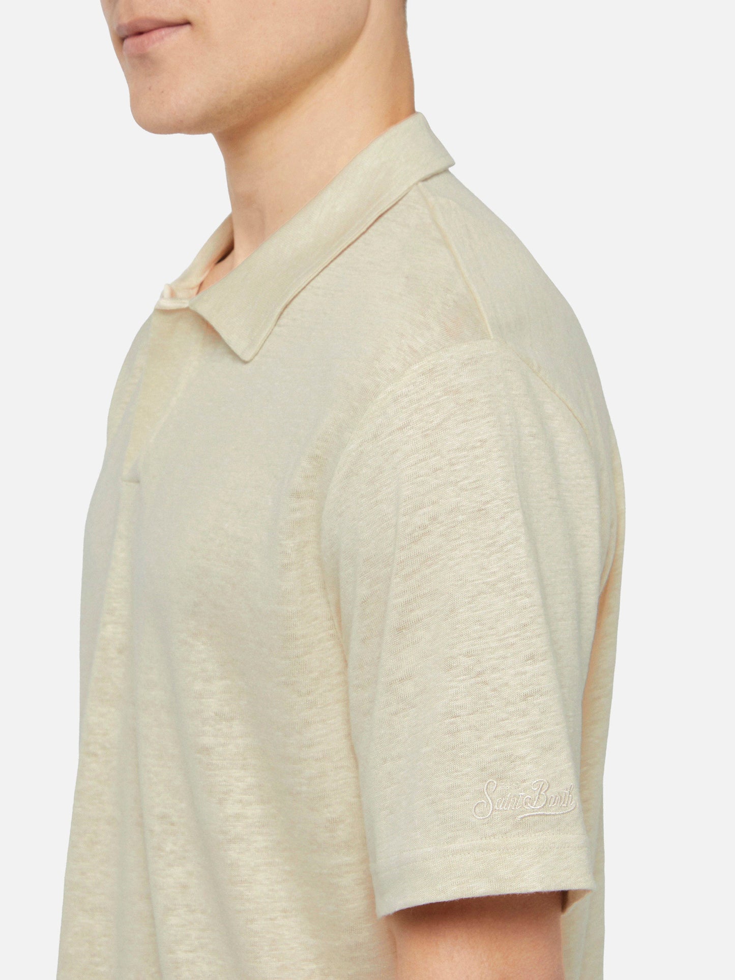 Off-white linen buttonless polo shirt Fraser