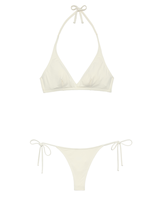 Norah cream cheeky swim briefs - Gaia cream triangle bralette top