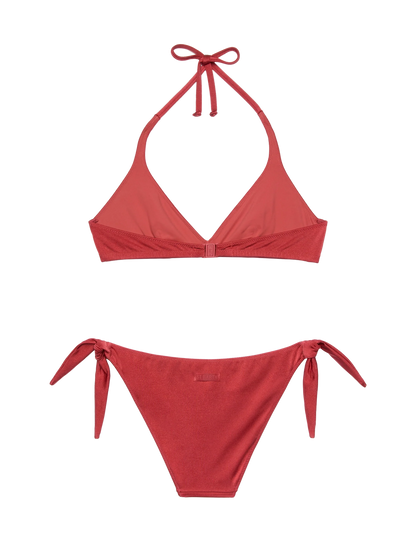 Yali shimmer brick red classic swim briefs - Gaia shimmer brick red triangle bralette top