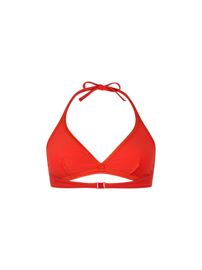 Woman triangle bralette orange top Gaia