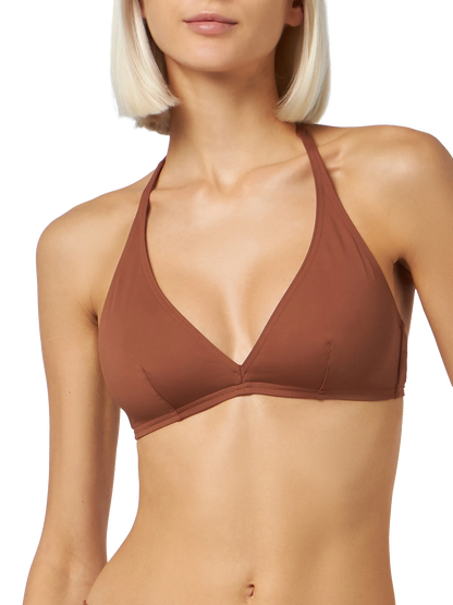 Woman triangle bralette brown top Gaia