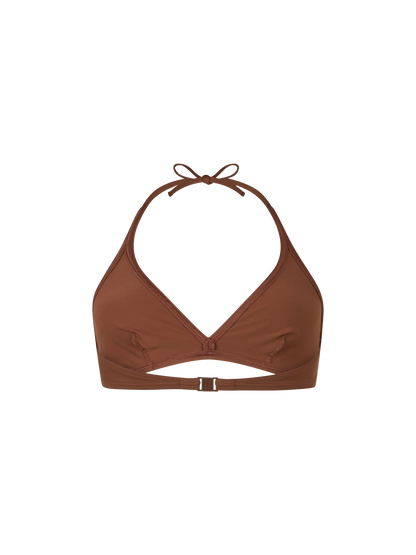 Woman triangle bralette brown top Gaia