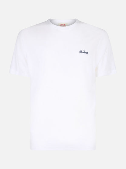Man white terry t-shirt Gary with St. Barth embroidery