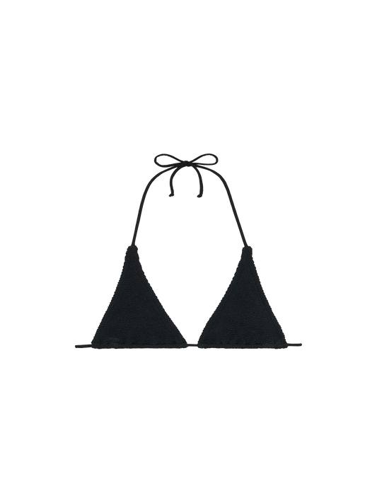 Woman black crinkle triangle top Guiana