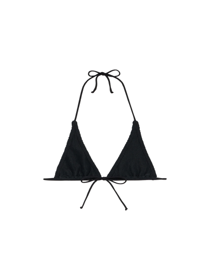 Woman black crinkle triangle top Guiana