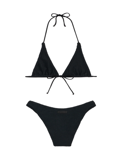 Woman black crinkle triangle bikini Guiana Elise