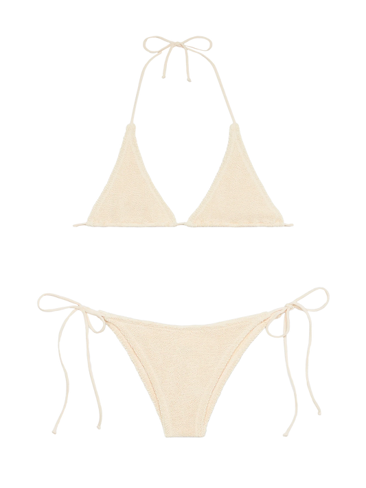 Woman cream crinkle triangle bikini Guiana Marielle