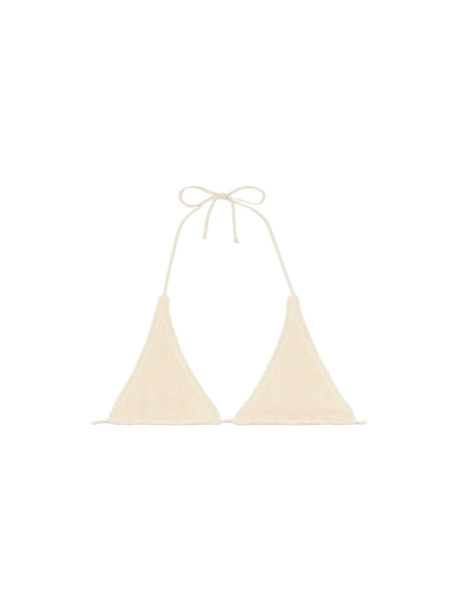 Woman white crinkle triangle top Guiana