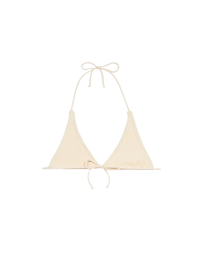 Woman white crinkle triangle top Guiana