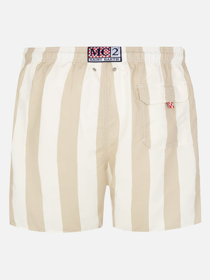 Mid-length striped Gustavia swim-shorts with St. Barth embroidery