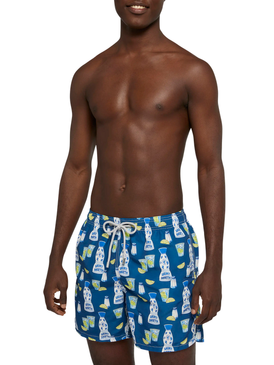 Mid-length Gustavia swim-shorts with tequila print