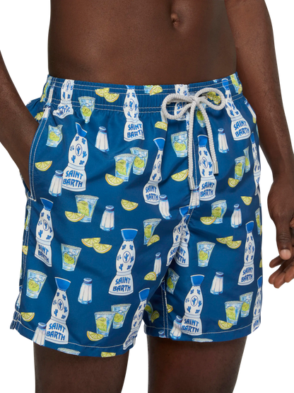 Mid-length Gustavia swim-shorts with tequila print