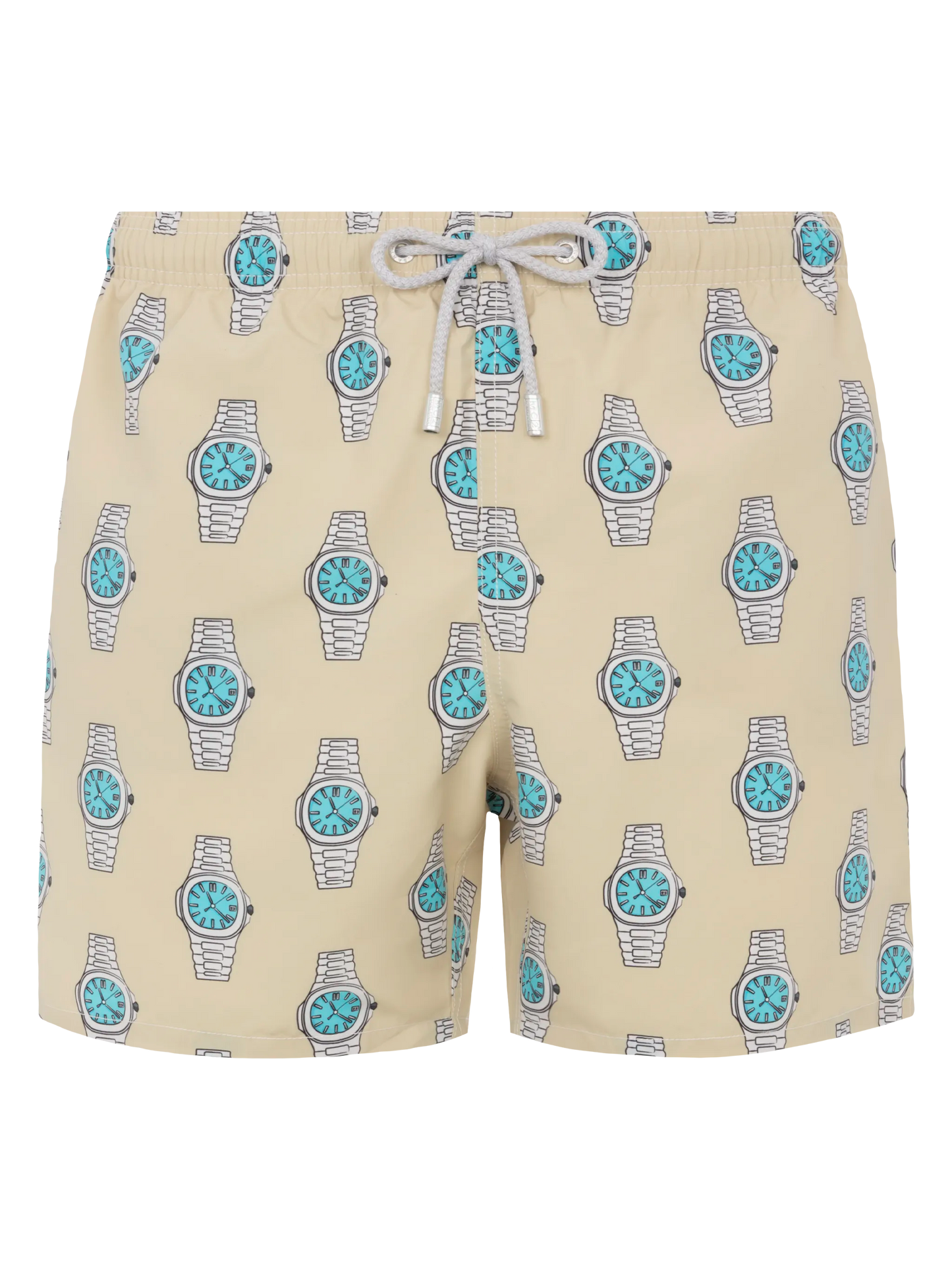 Mid-length Gustavia swim-shorts with watches print