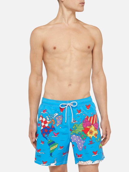 Mid-length Gustavia swim-shorts with Britto world placed print| BRITTO SPECIAL EDITION