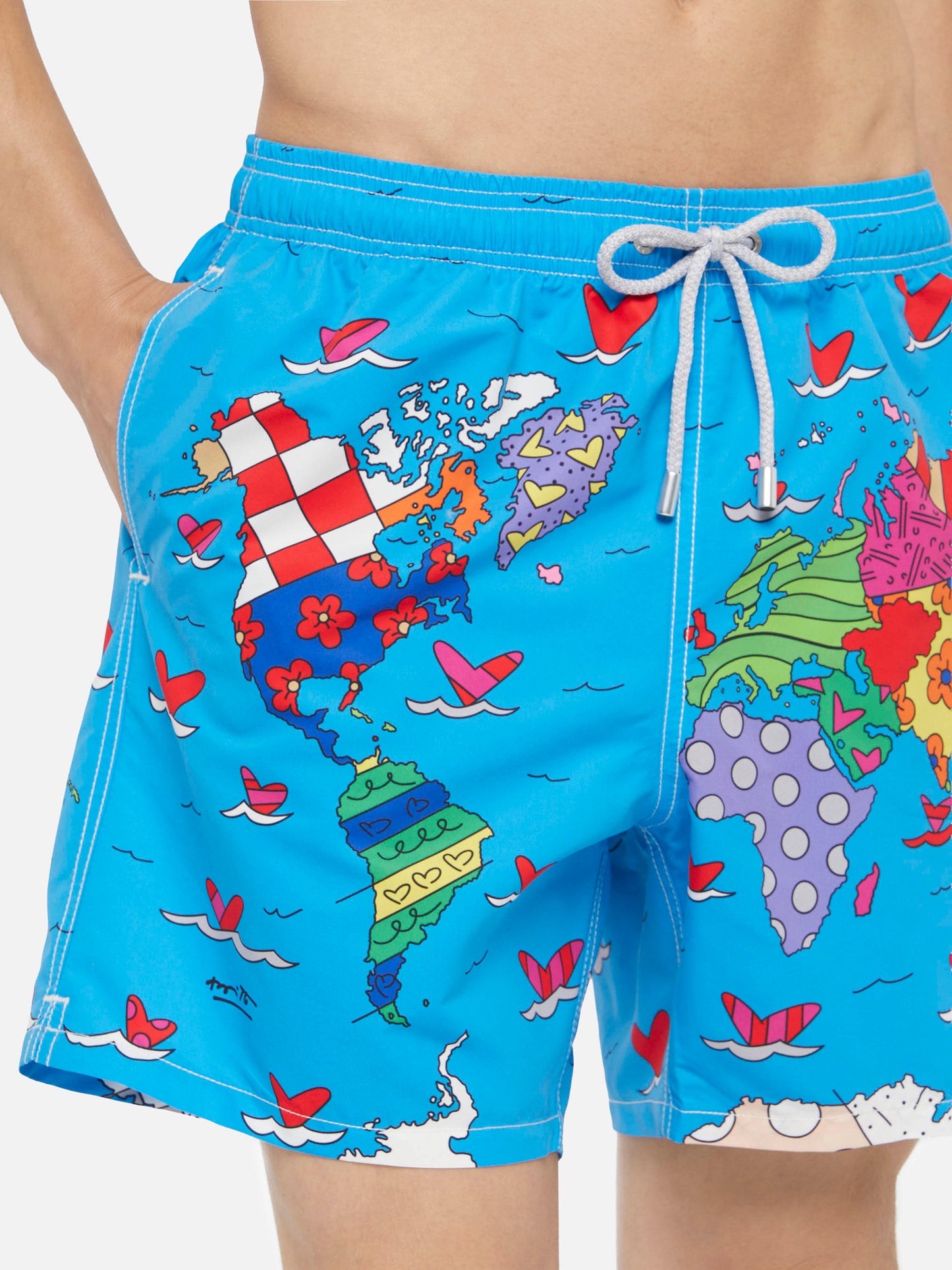 Mid-length Gustavia swim-shorts with Britto world placed print| BRITTO SPECIAL EDITION