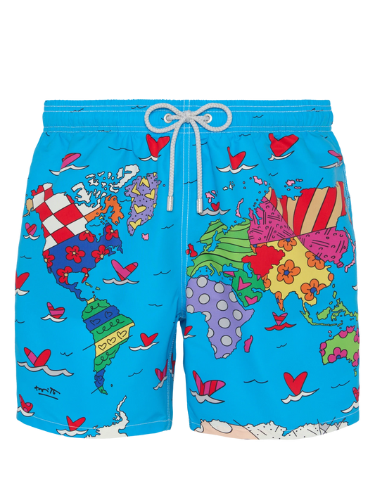 Mid-length Gustavia swim-shorts with Britto world placed print| BRITTO SPECIAL EDITION