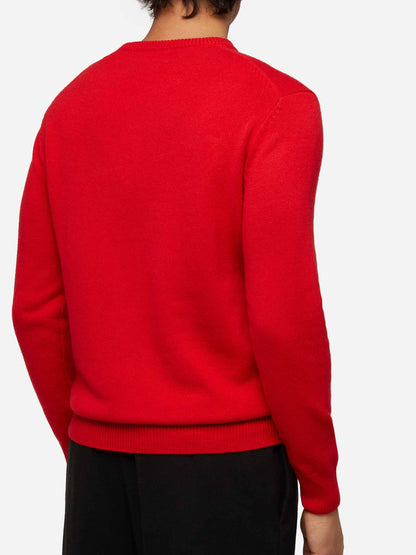 Red sweater Heron with Snoopy jacquard and embroidery | SNOOPY PEANUTS® SPECIAL EDITION