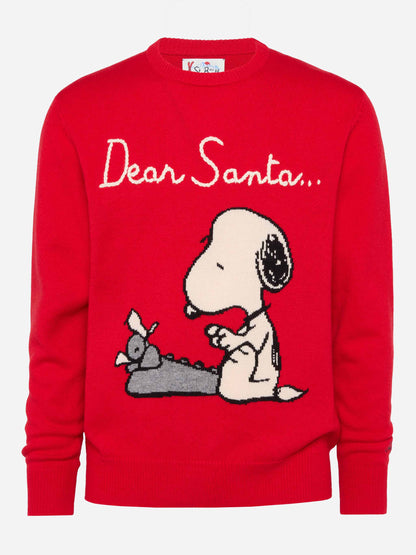 Red sweater Heron with Snoopy jacquard and embroidery | SNOOPY PEANUTS® SPECIAL EDITION