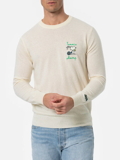 Man white sweater Heron with Snoopy tennis champ embroidery | SNOOPY PEANUTS SPECIAL EDITION