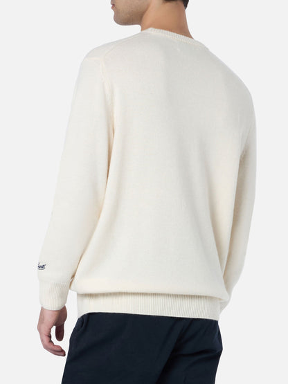 Man white sweater Heron with St. Moritz jacquard | ST. MORITZ TOP OF THE WORLD SPECIAL EDITION