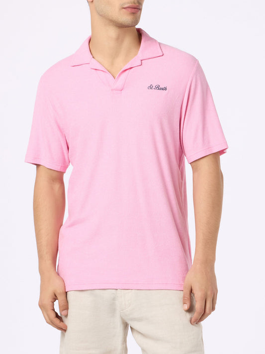 Man pink terry polo shirt Jeremy