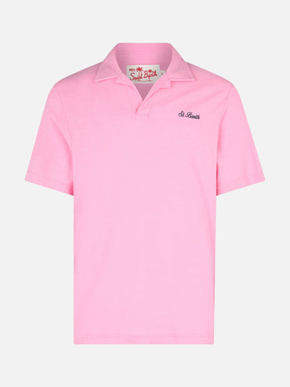 Man pink terry polo shirt Jeremy