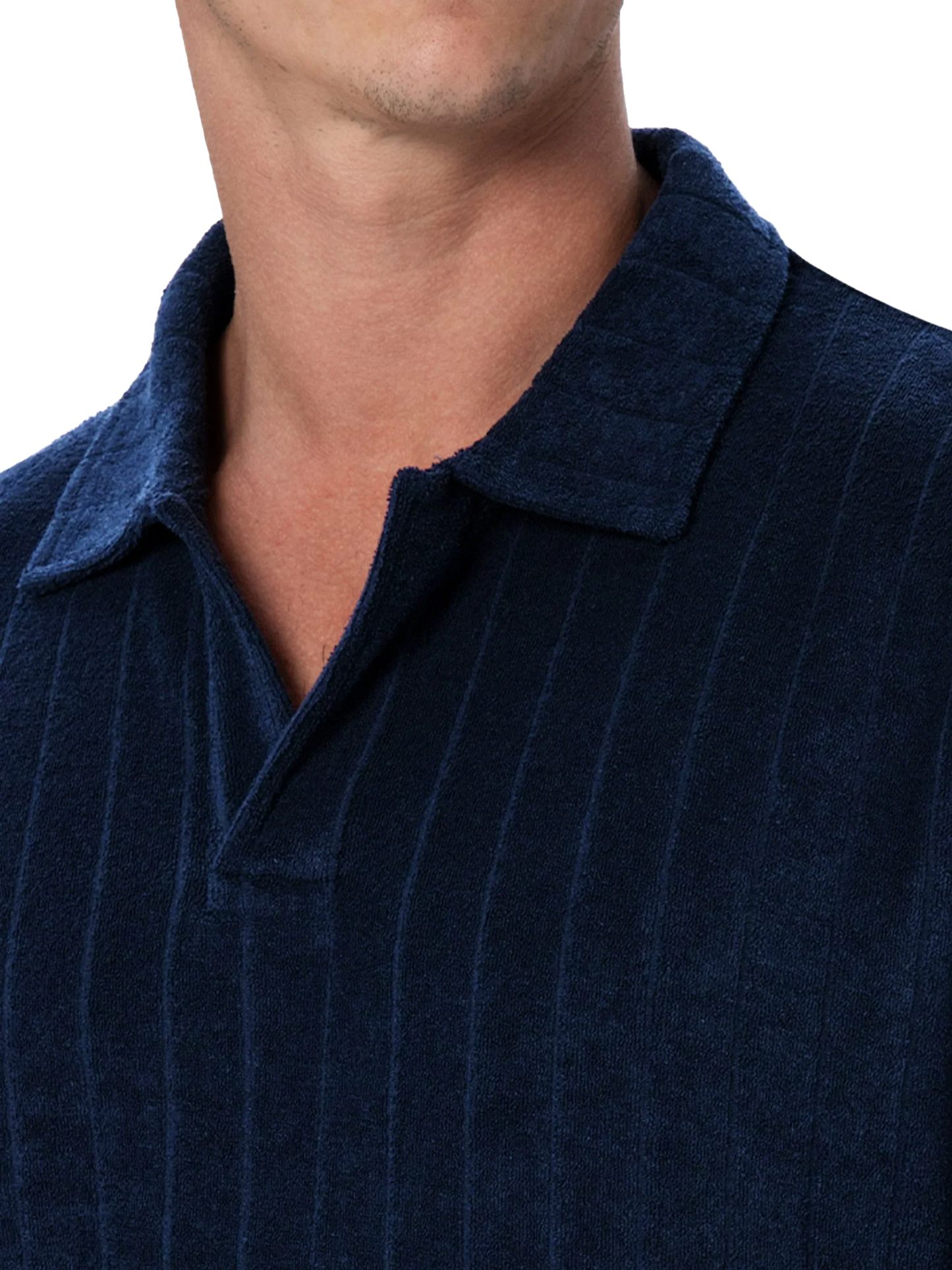 Man ribbed blue terry polo shirt Jeremy