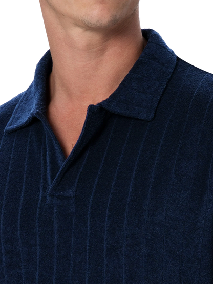 Man ribbed blue terry polo shirt Jeremy