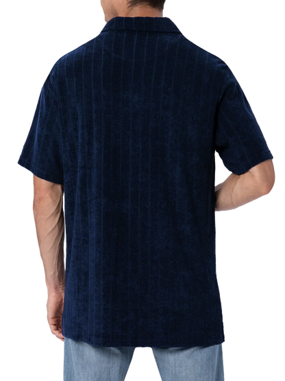 Man ribbed blue terry polo shirt Jeremy