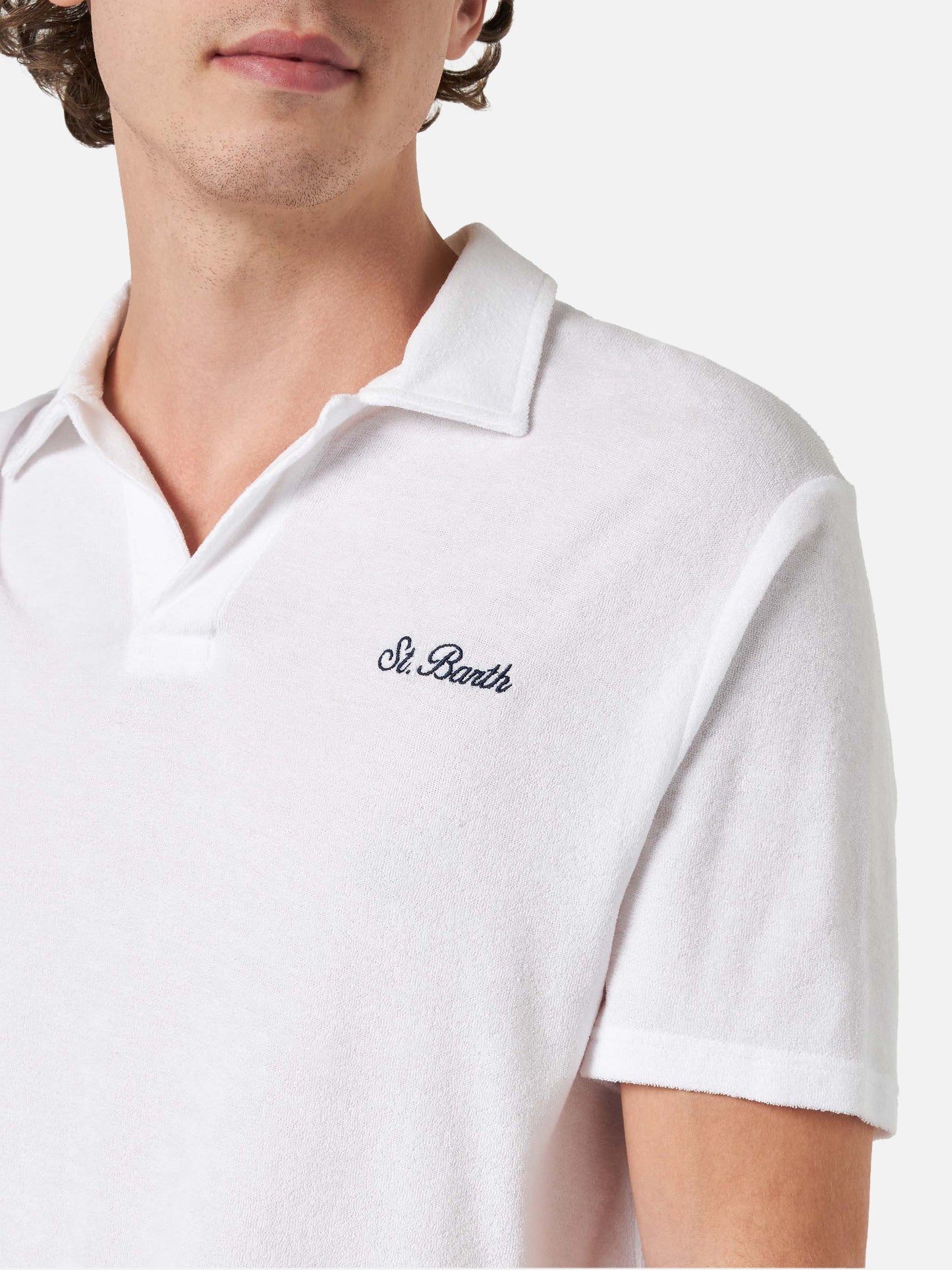 Man white terry polo shirt Jeremy