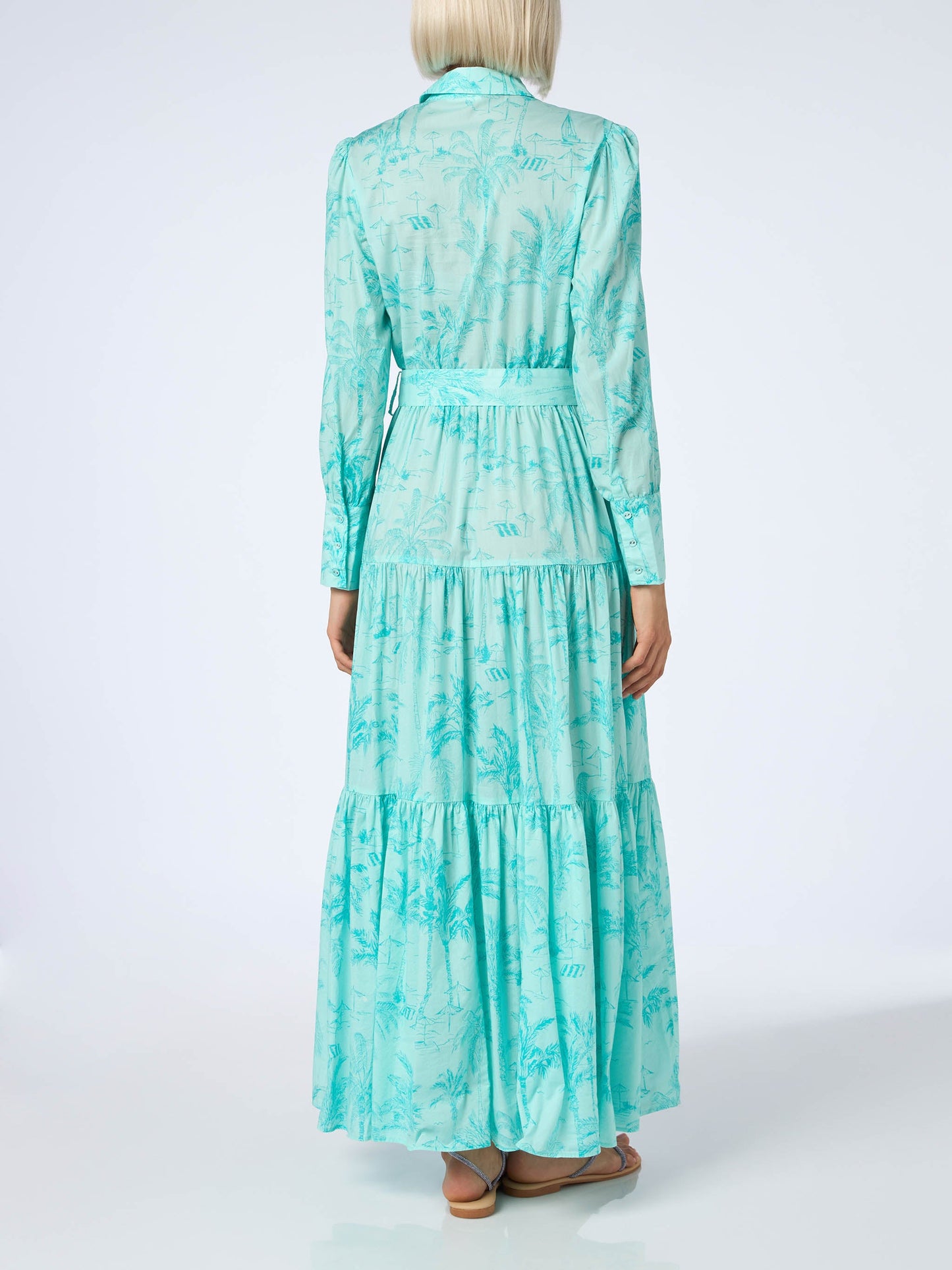 Woman water green toile de jouy cotton dress Jensen