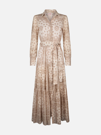 Woman beige bandanna cotton dress Jensen