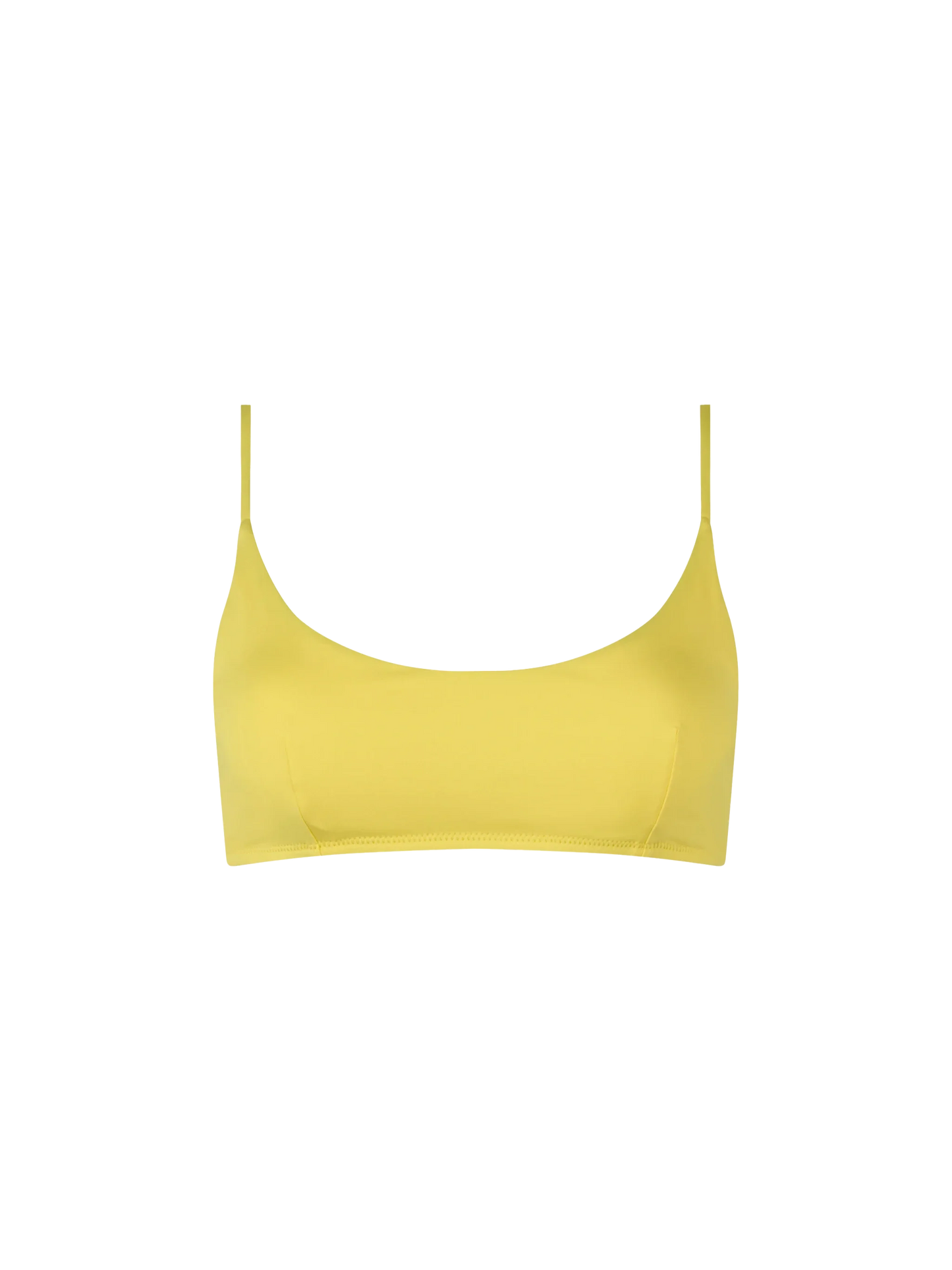 Woman pale yellow bralette beach top Judy