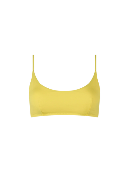Woman pale yellow bralette beach top Judy