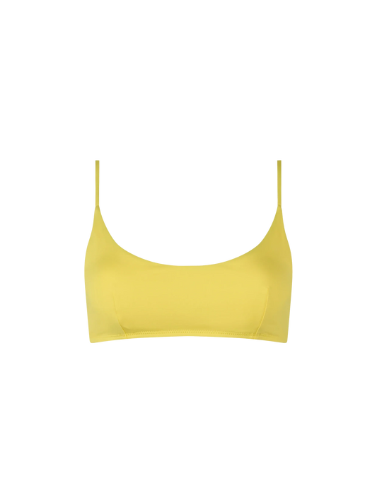 Woman pale yellow bralette beach top Judy