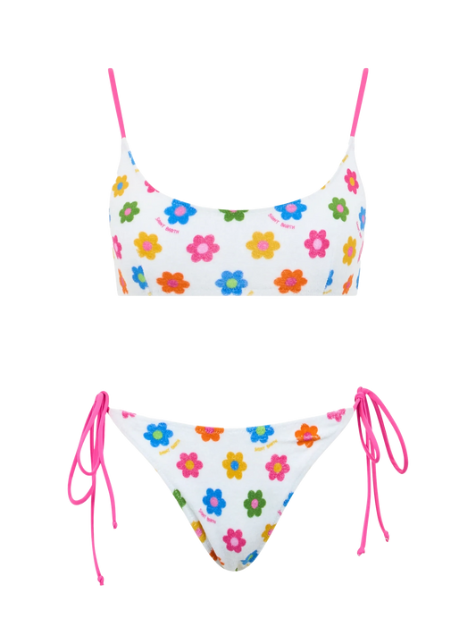 Woman terry bralette bikini Judy Marielle with daisy print