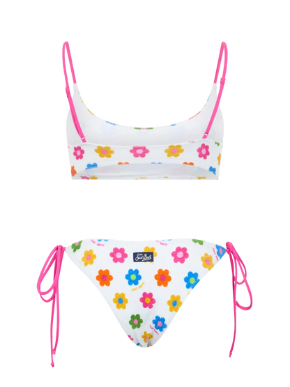 Woman terry bralette bikini Judy Marielle with daisy print