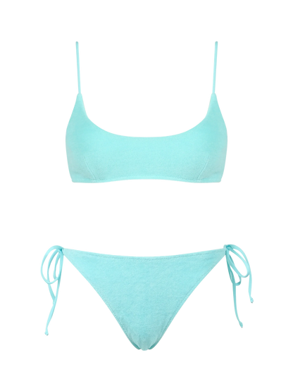 Woman green terry bralette bikini Judy Virgo