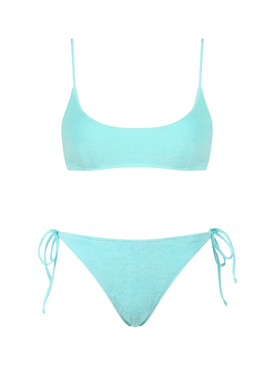 Woman green terry bralette bikini Judy Virgo