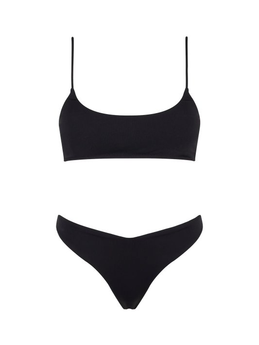 Woman black ribbed bralette bikini Judy Naomi